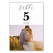 Foto Script Calligraphy Modern Wedding Tischnummer (Vorderseite)