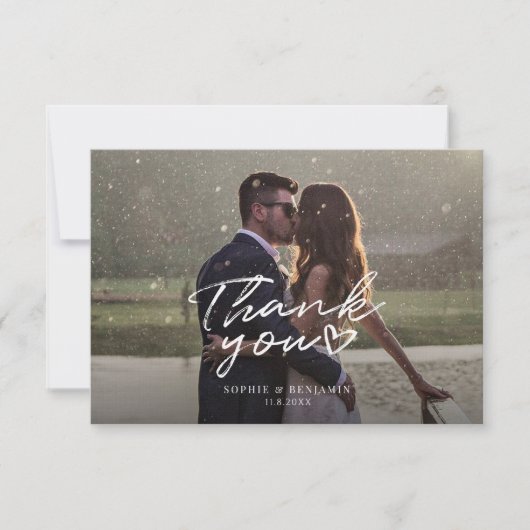 Foto Script Elegant Wedding Dankeskarte (Vorderseite)