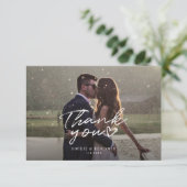Foto Script Elegant Wedding Dankeskarte (Stehend Vorderseite)