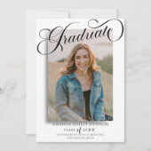 Foto Script Graduate Schwarz-weiß Abschluss Einladung (Vorderseite)