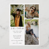 Foto Script Graduate Schwarz-weiß Abschluss Folieneinladung (Rückseite)