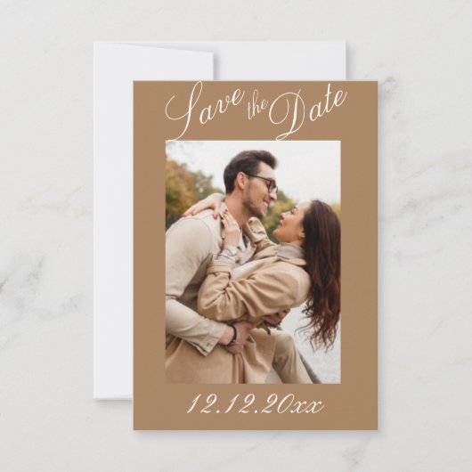 Foto Script Moderner Streifen Save the Date neutra (Vorderseite)