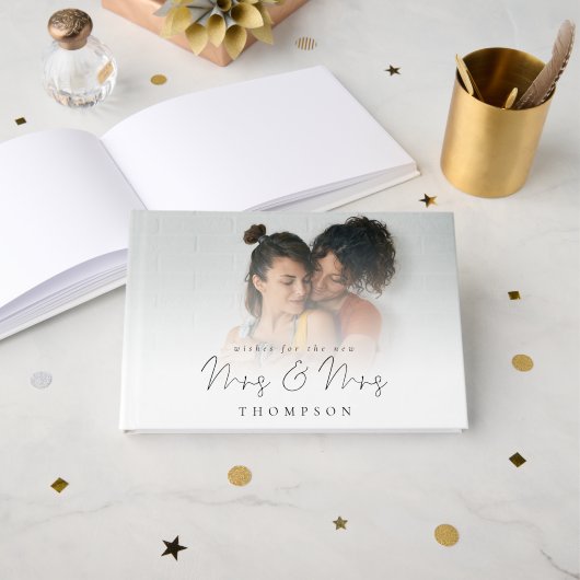 Foto Script Mrs Lesbian Wedding Guest Book Gästebuch (Vorderseite Offen)