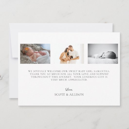 Foto Script New Baby Birth Announccard Einladung (Rückseite)