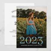 Foto Script Overlay Sunflowers Graduation Party Einladung (Vorne/Hinten)