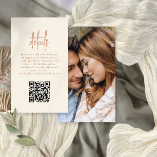 Foto Script QR Terracotta Cream Wedding Details Begleitkarte