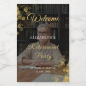 Foto Script Retirement Party Gold Confetti Weinetikett (Einzelnes Label)