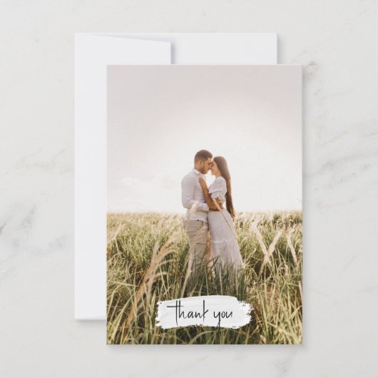 Foto Script Simple Elegante Wedding Dankeskarte (Vorderseite)