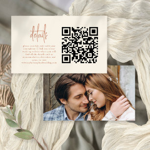 Foto Script Terracotta Cream QR Hochzeit Details Begleitkarte
