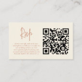 Foto Script Terracotta Cream QR Wedding RSVP Card Begleitkarte (Vorderseite)