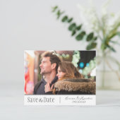 Foto Script Verlobung Couple Save the Date Postkarte (Stehend Vorderseite)