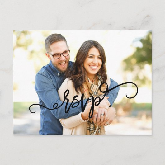 Foto Script Wedding RSVP Postcard Einladungspostkarte (Vorderseite)