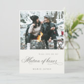 Foto Script Werden Sie mein Matron der Ehrenkarte Dankeskarte (Stehend Vorderseite)