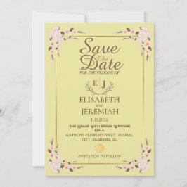 Foto Script White Floral Wedding Save the Date Einladung