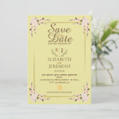Foto Script White Floral Wedding Save the Date Einladung (Stehend Vorderseite)