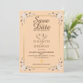 Foto Script White Floral Wedding Save the Date Einladung (Stehend Vorderseite)