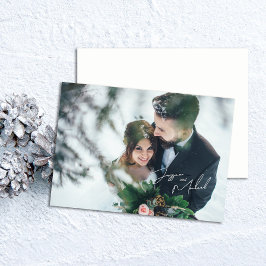 Foto Script Winter Theme Wedding Dankeskarte