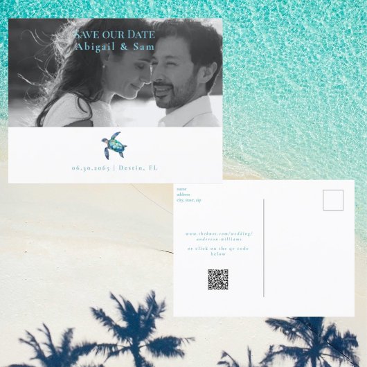 Foto Sea Turtle Beach Hochzeit Save the Date Postkarte