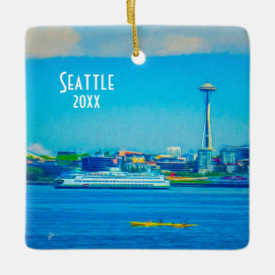 Foto-SeattleSkyline 2 zu besitzen versah Keramikornament