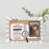 Foto Secret Agent Geburtstagsdetektiv einladen Einladung (Stehend Vorderseite)