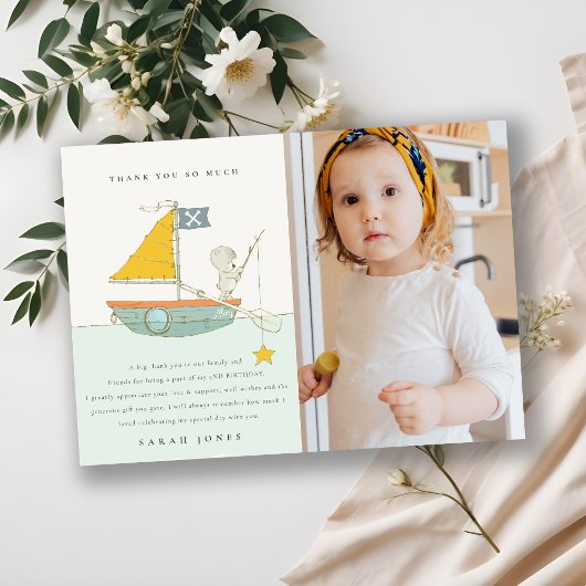 Foto-Segelboot Jegliches Alter Geburtstag Dankeskarte