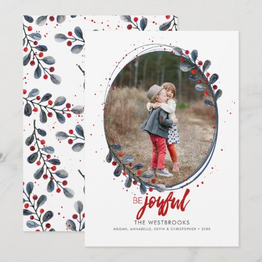 Foto "Sei fröhlich" Feiertagskarte (Vorne/Hinten)