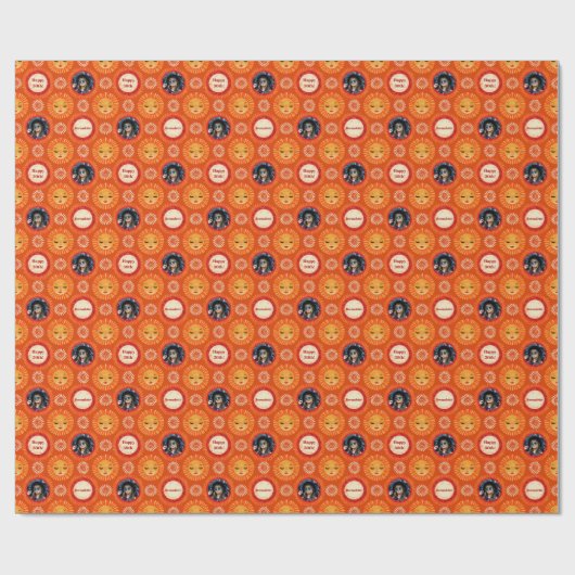 Foto Sentiment Burnt Orange Boho Sun Geschenkpapier (Flach)
