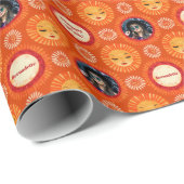 Foto Sentiment Burnt Orange Boho Sun Geschenkpapier (Rolleneckpunkt)