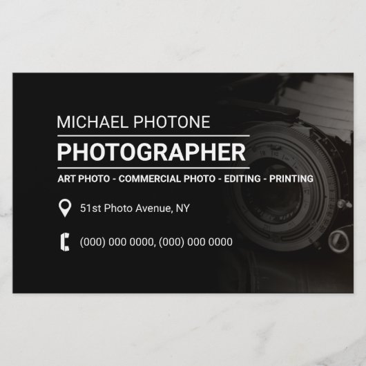 Foto Services verblassen Stil schwarz Flyer (Vorne)