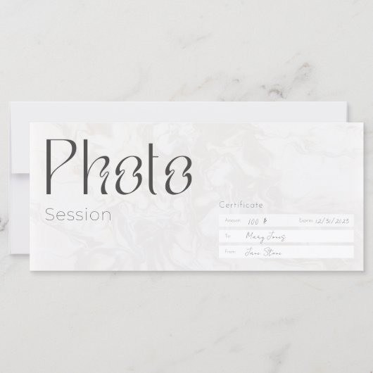 Foto-Session, Minimaistisches Foto-Geschenkkarte, (Vorderseite)