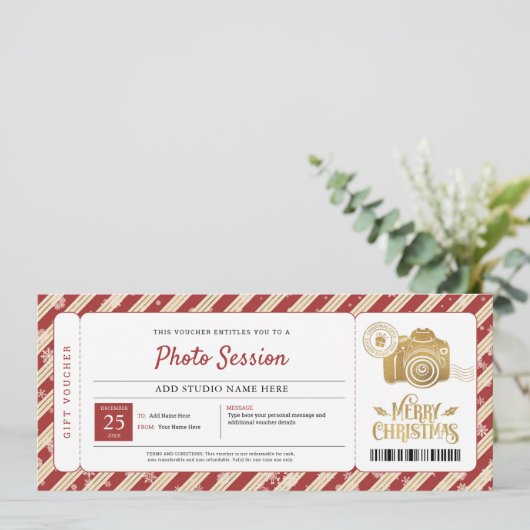 Foto Session Weihnachtsgeschenkgutschein Einladung (Stehend Vorderseite)