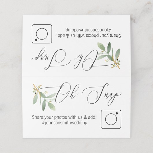 Foto Share Gedeckte Tischkartengrün und Gold Platzkarte (Außenseite Aufgefaltet)