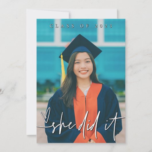 Foto sie hat es Abschluss Einladung getan (Vorderseite)