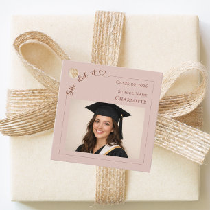 Foto Sie hat es gemacht Rosa Abschlussfeier DIY Geschenkanhänger