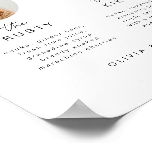 Foto Signature Drink Menü Hochzeitssignatur Poster (Ecke)