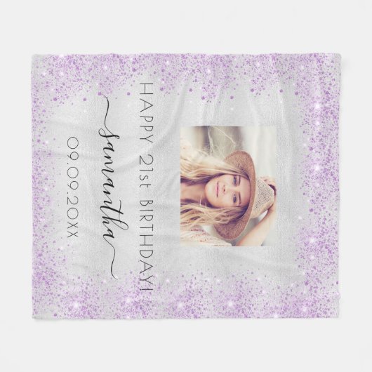 Foto silber, lila Glitzer Fleecedecke (Vorderseite (Horizontal))
