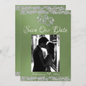 Foto, Silberherz und Glitzer - Blatt Save The Date (Vorne/Hinten)