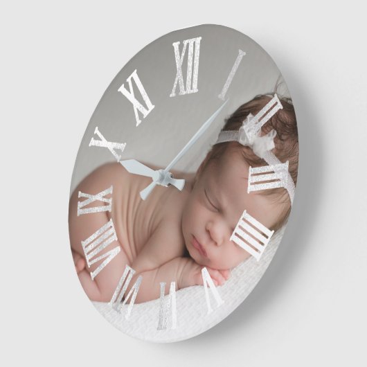 Foto-silbernes Grau-grauer Große Wanduhr (Winkel)