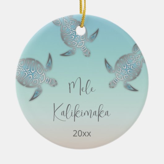 FOTO Silberschildkröten | Mele Kalikimaka Keramik Ornament (Vorne)