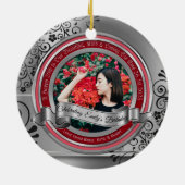 Foto Silver Black Blühe Elegantes Banner Rot Keramik Ornament (Hinten)