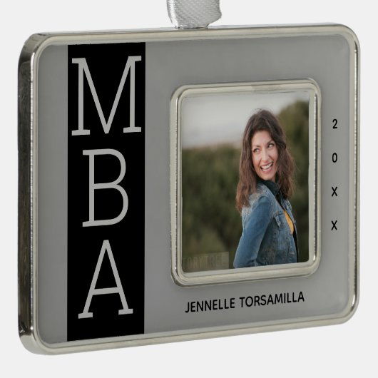 Foto Silver Black MBA Abschluss Rahmen-Ornament Silber (Rechts)