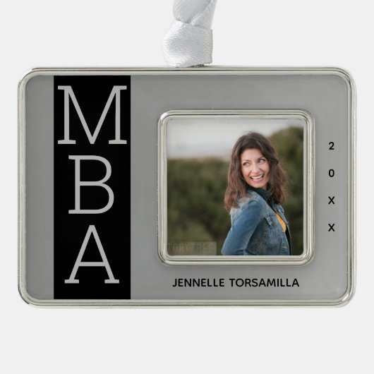 Foto Silver Black MBA Abschluss Rahmen-Ornament Silber (Vorderseite)