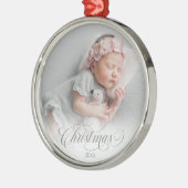 Foto Silver Christmas Script Ornament (Links)