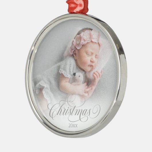 Foto Silver Christmas Script Ornament (Links)