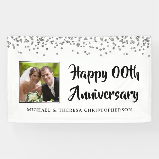 Foto Silver Confetti - Modernes Jubiläum Banner (Horizontal)