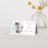 Foto Silver Elegant Hochzeit Tischnummer Platzkarte (Rückseite)