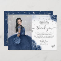 Foto Silver Navy Blue Quinceanera Flat Vielen Dank