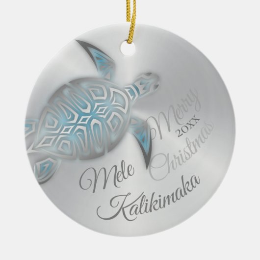 FOTO Silver Turtle | Mele Kalikimaka | Keramik Ornament (Vorne)