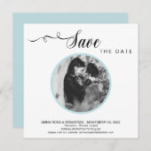 *~* FOTO Simple Aqua Blue Wedding Save the Date (Vorne/Hinten)