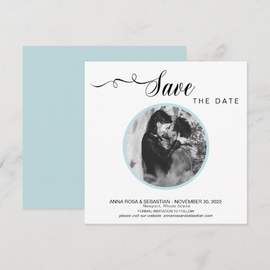 *~* FOTO Simple Aqua Blue Wedding Save the Date (Vorne/Hinten)